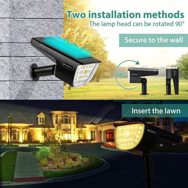 Solris™ 32 LED Solar Spotlights IP67 Waterproof for Landscape Lighting, Garden and Driveway — image 2