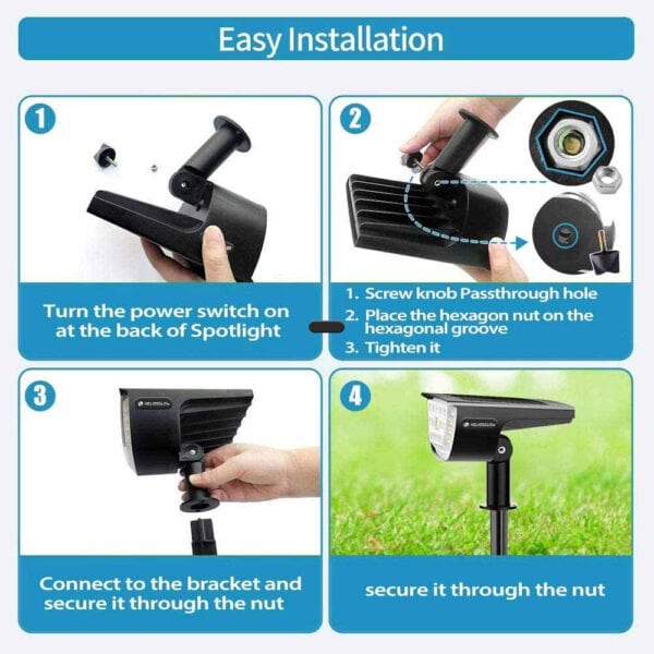 Solris™ 32 LED Solar Spotlights IP67 Waterproof for Landscape Lighting, Garden and Driveway — image 5