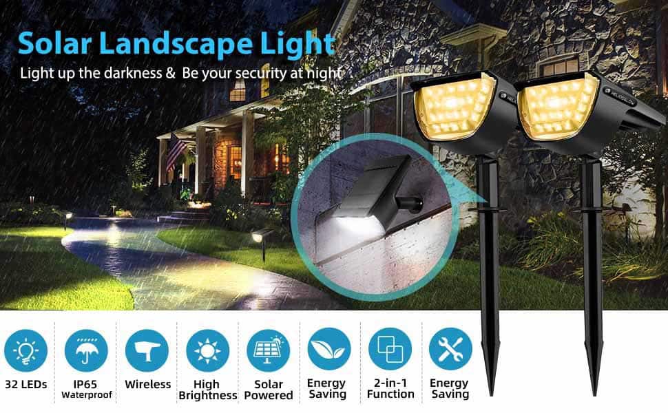 32 led backyard solar spot light