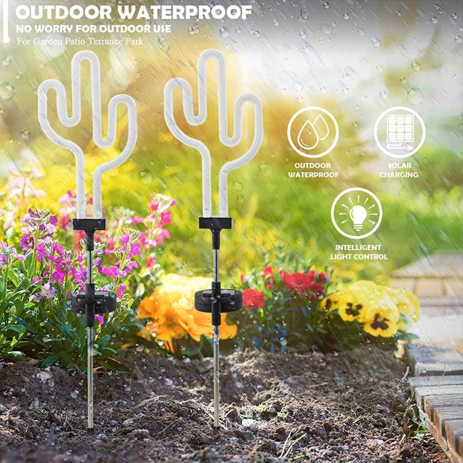 solar cactus garden lights