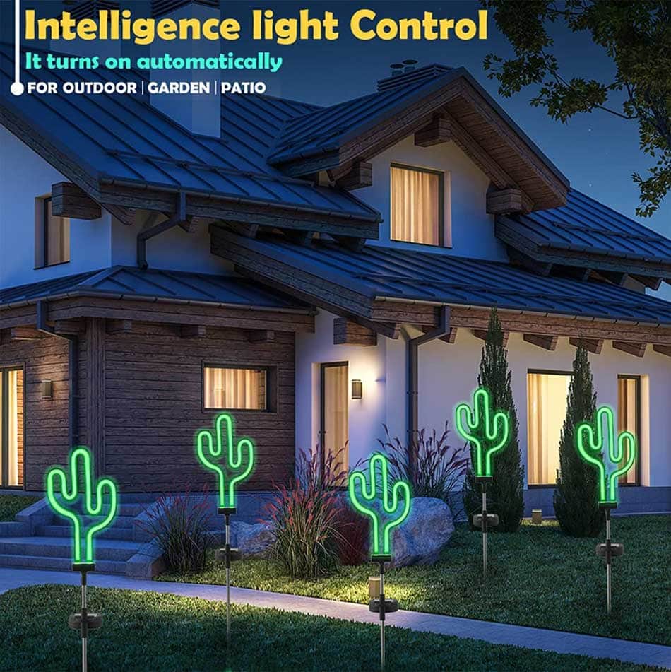 solar cactus garden lights