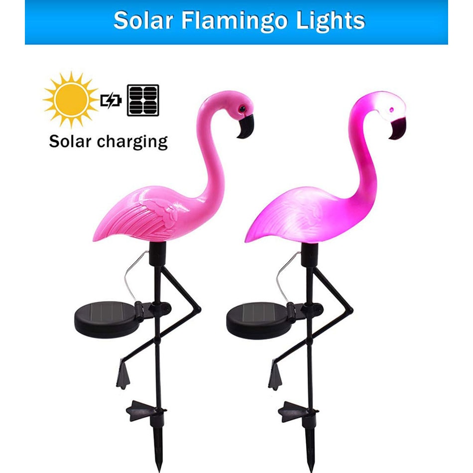 solar flamingo garden stake light 1
