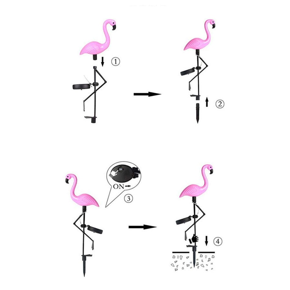 solar flamingo garden stake light 2